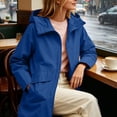 thumbnail image 6 of Yyeselk Women Longline Hooded Rain Jacket Full Zip Waterproof Raincoat with Pockets Lightweight Outdoor Windbreaker Navy XXL, 6 of 9