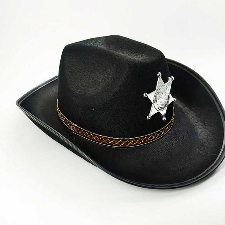 YUUZONE Casual Cowgirl Hat with Star Badge Women Men Felt Ladies Cowboy Hats  Party The West Style Top Bonnet Men Casual Hat 