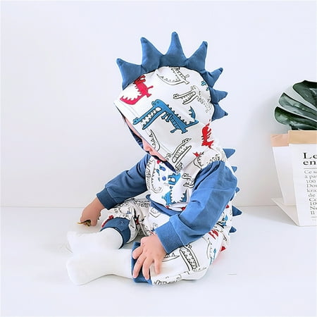 

Baby Girl Boy 3D Dinosaur Cartoon Hooded Romper Jumpsuit