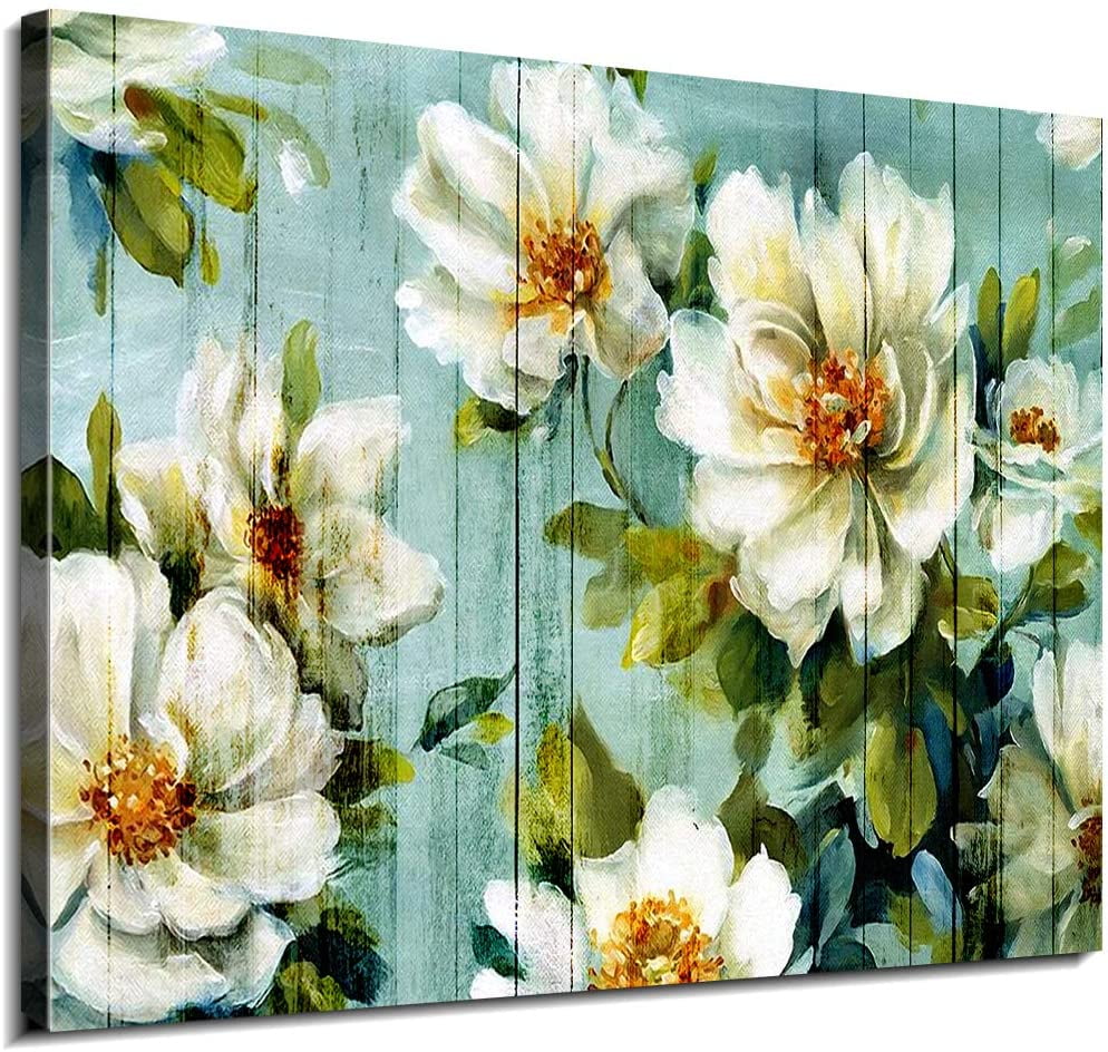 White Flower Wall Art Canvas Print Home Decor Framed Pictures for