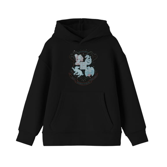 Harry Potter Classic Emblem Youth Black Graphic Hoodie - S