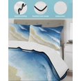 thumbnail image 3 of Twin XL Quilt Bedding Set, Navy Blue Ombre Ocean Reversible Summer Quilt 3 Pieces, Watercolor Coastal Beach Waves Lightweight Bedspreads Coverlets with 2 Pillow Shams for All Seasons, 3 of 5