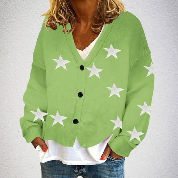Cárdigan informal para mujer, con botones, estampado, chaqueta de moda, abrigo, blusa de poliéster para mujer