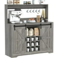 thumbnail image 3 of SNYNUXX Farmhouse Coffee Bar Cabinet, Storage Buffet Table with Wine Rack and Sliding Barn Door, Gray, 3 of 7