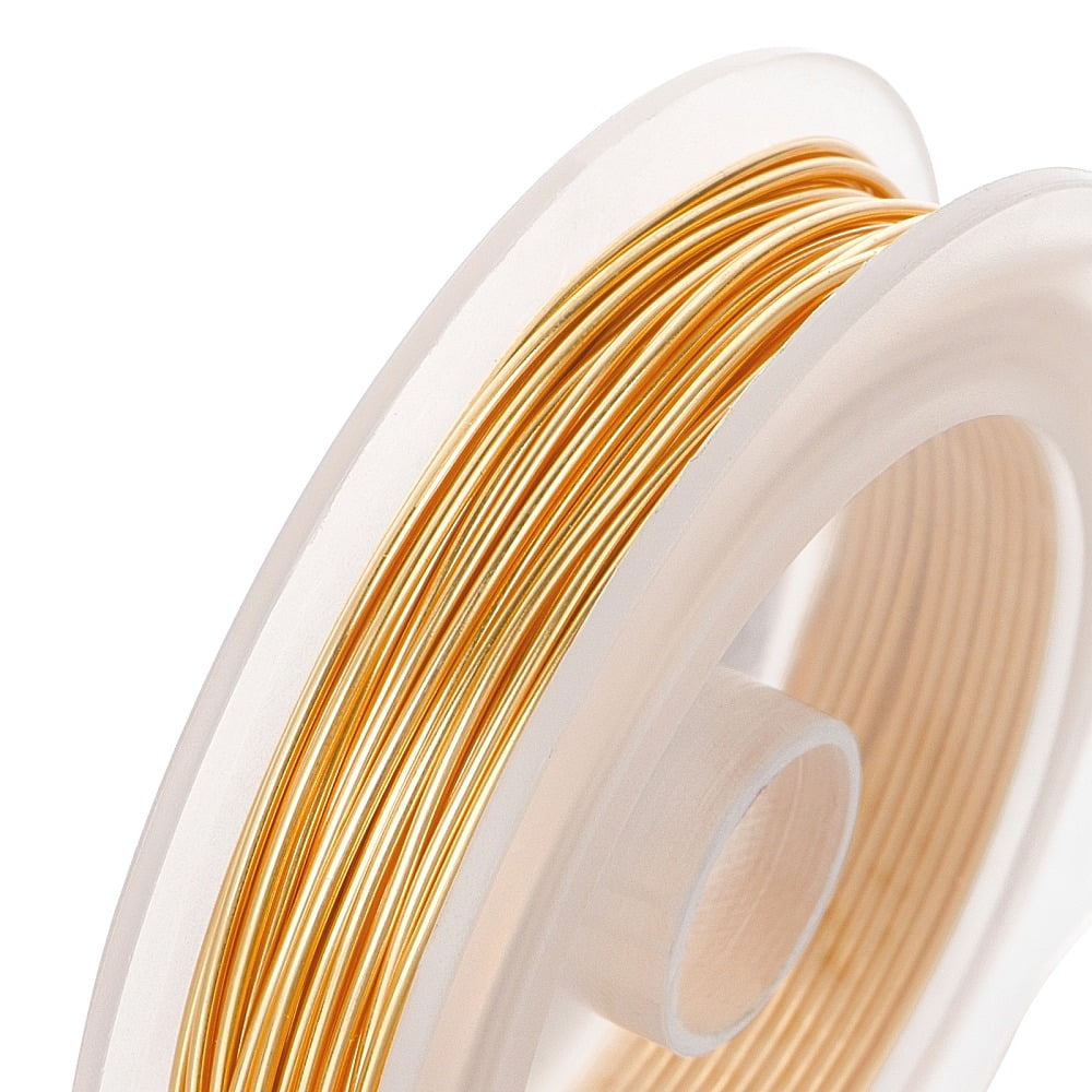 DIY Wire Wrapped Jewelry Making Kits Including Copper Wire and Carbon Steel Round Nose Pliers Light Gold 18 Gauge 1mm about 10m/roll 1roll/set