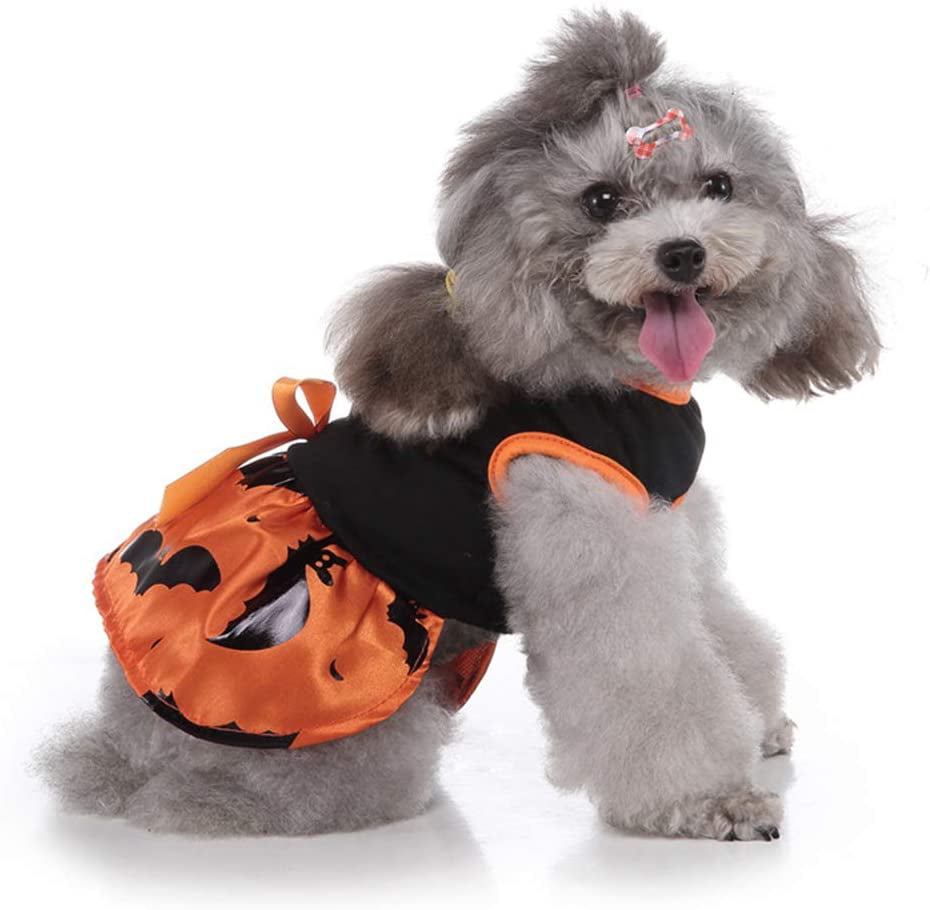Pet Dog Clothes Halloween Pumpkin Costumes Puppy Dog Cat Apparels Hoodie Coat 