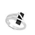 thumbnail image 4 of Simulated Black Onyx Bar Triangle Geometric Ring .925 Sterling Silver Band CZ Female Size 8, 4 of 4