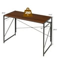 thumbnail image 2 of Gymax Folding Computer Desk Writing Study Desk Home Office w/ 6 Hooks Brown, 2 of 10