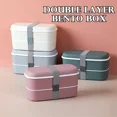 thumbnail image 3 of New Portable Leak-proof Food Double-layer Bento Box Lunch Box Lunch Box for Kids Food Container Food Storage Snack white 2, 3 of 6