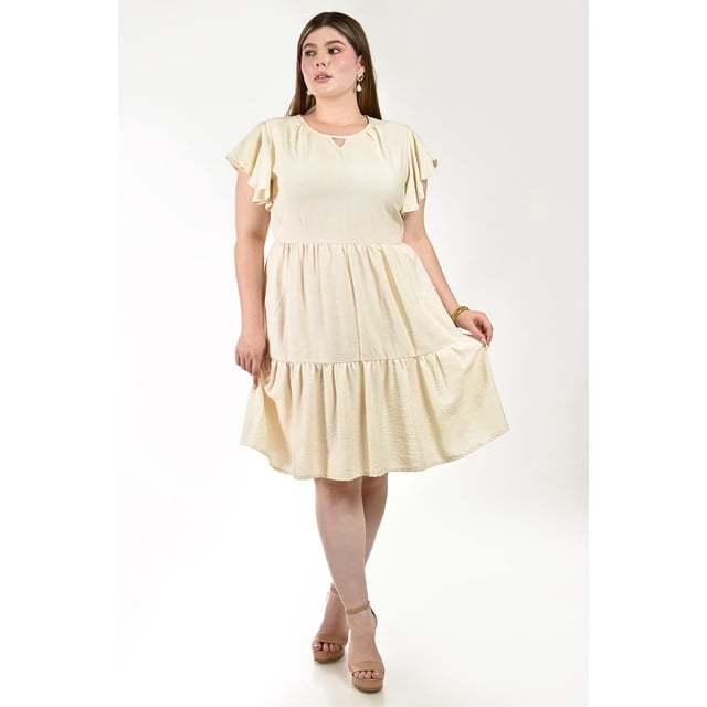Vestido corto con olanes Roman Fashion /Tallas Extras, 4355 (Arena) beige 38