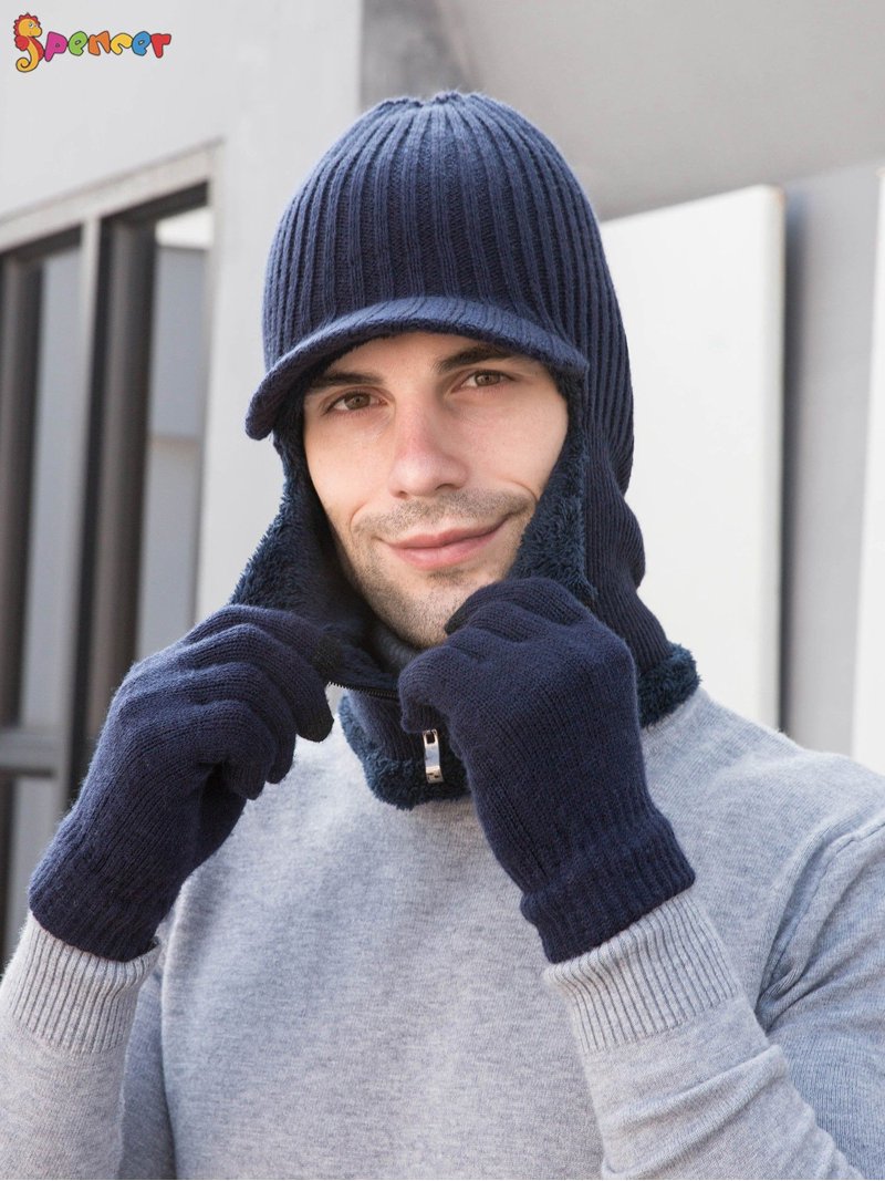 2-in-1 Hooded Scarf Knitted Beanie Cap Windproof Neck Warmer Hooded Scarf For Women 2-in-1 Balaclava – Knit Beanie With  main image 4