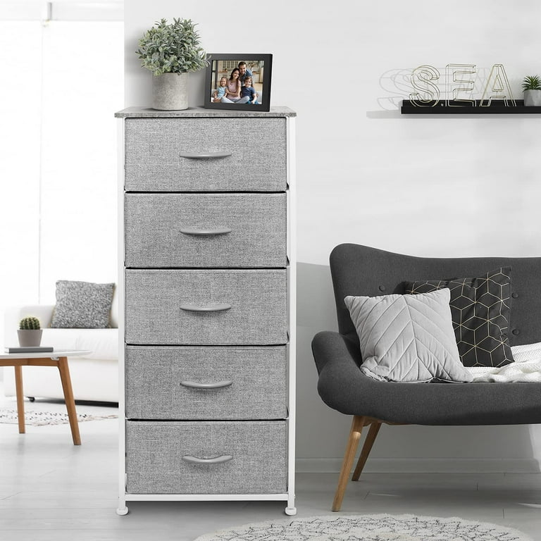 Sorbus Metal and Fabric Tall 5-drawer Chest Storage Organizer - On