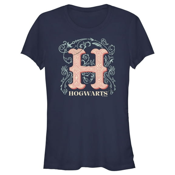 Junior's Harry Potter Decorative Hogwarts Symbol  Graphic Tee Navy Blue Medium
