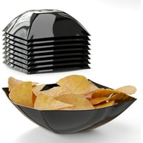 Exquisite 128 Oz Black Square Plastic Serving Bowls 6 Pack | Large Disposable Bowls For Parties & Buffets