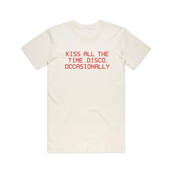 (Red Text Version) Kiss All The Time. Disco Occasionally T-Shirt Tee Top Harry Album Merch Tour Concert Unisex