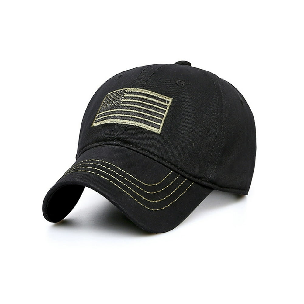 FOCUSNORM Men Camouflage American Flag Patch Embroidered Curved Baseball Cap Hat