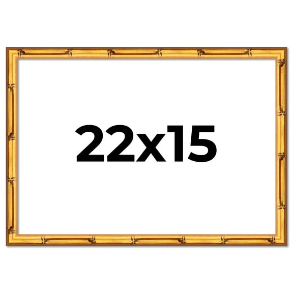 22x15 Frame Gold Bamboo Solid Wood Picture Frame | 0.75 Inch Moulding Width | Interior Frame Depth