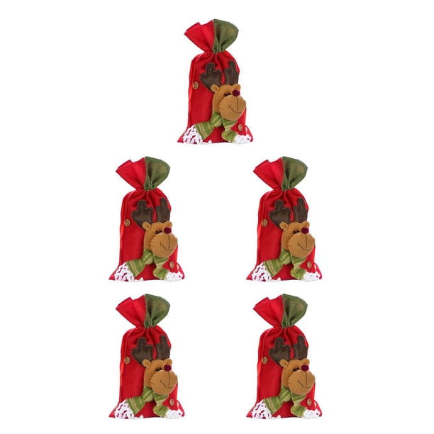 Wosthever Bolsa de regalo pequeña de Navidad Reno Muñeco de nieve Papá Noel Cordón Bolsa de galletas de caramelo Bolsa de regalo de decoración de Type1 NO1 Wosthever CBP041298