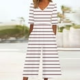 thumbnail image 2 of Edvintorg Striped Jumpsuits for Women Casual Short Sleeve V Neck Back Zipper Wide Leg Jumpsuit with Pocket Summer Beach Vacation Clothes for Women, 2 of 5