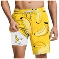 thumbnail image 2 of Mens Shorts Athletic Elastic Waist Drawstring Casual Print Shorts Pockets Beach Shorts Yellow XXXL, 2 of 6