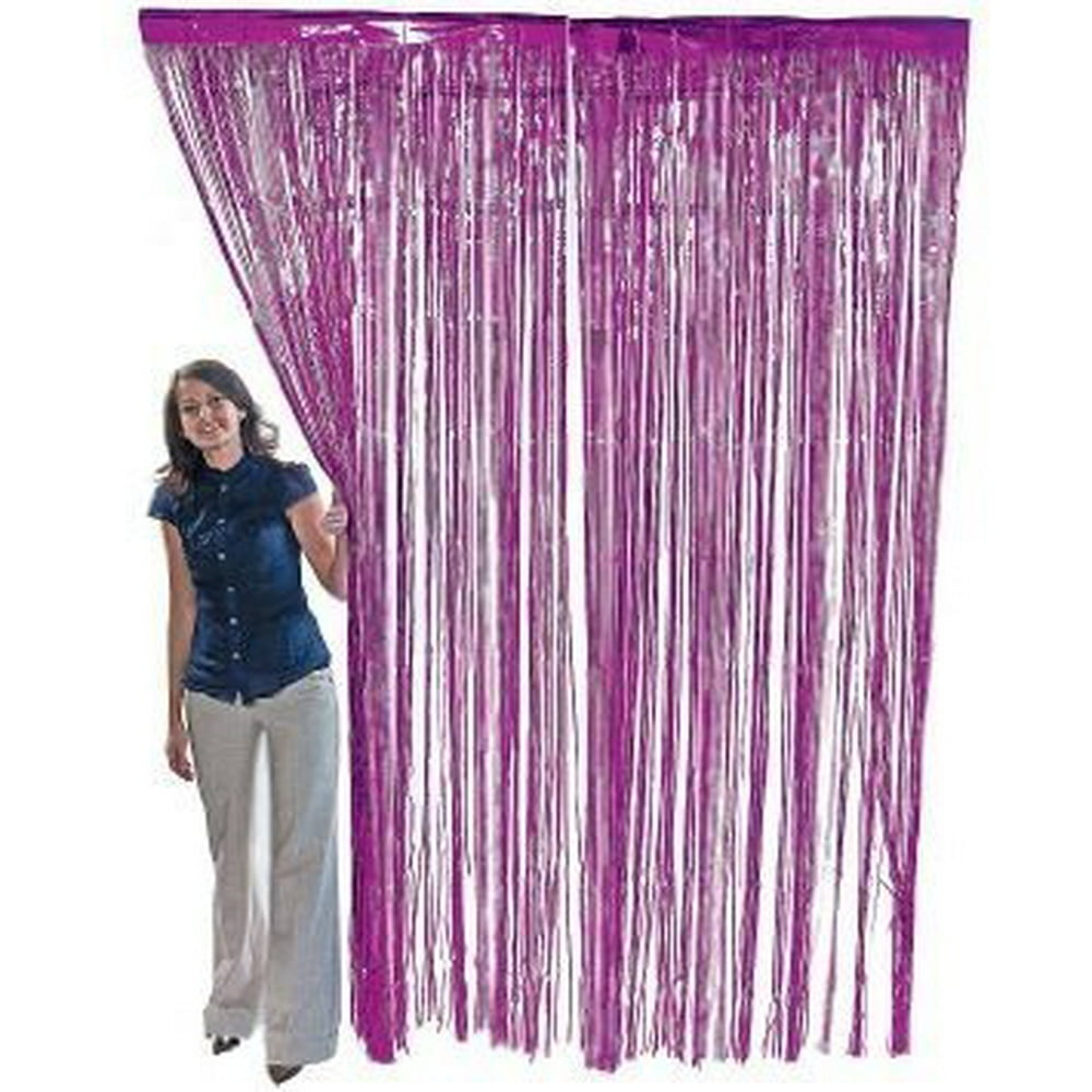 Metallic Purple Foil Fringe Party Curtain 3 ft x 8 ft (1 Curtain) by