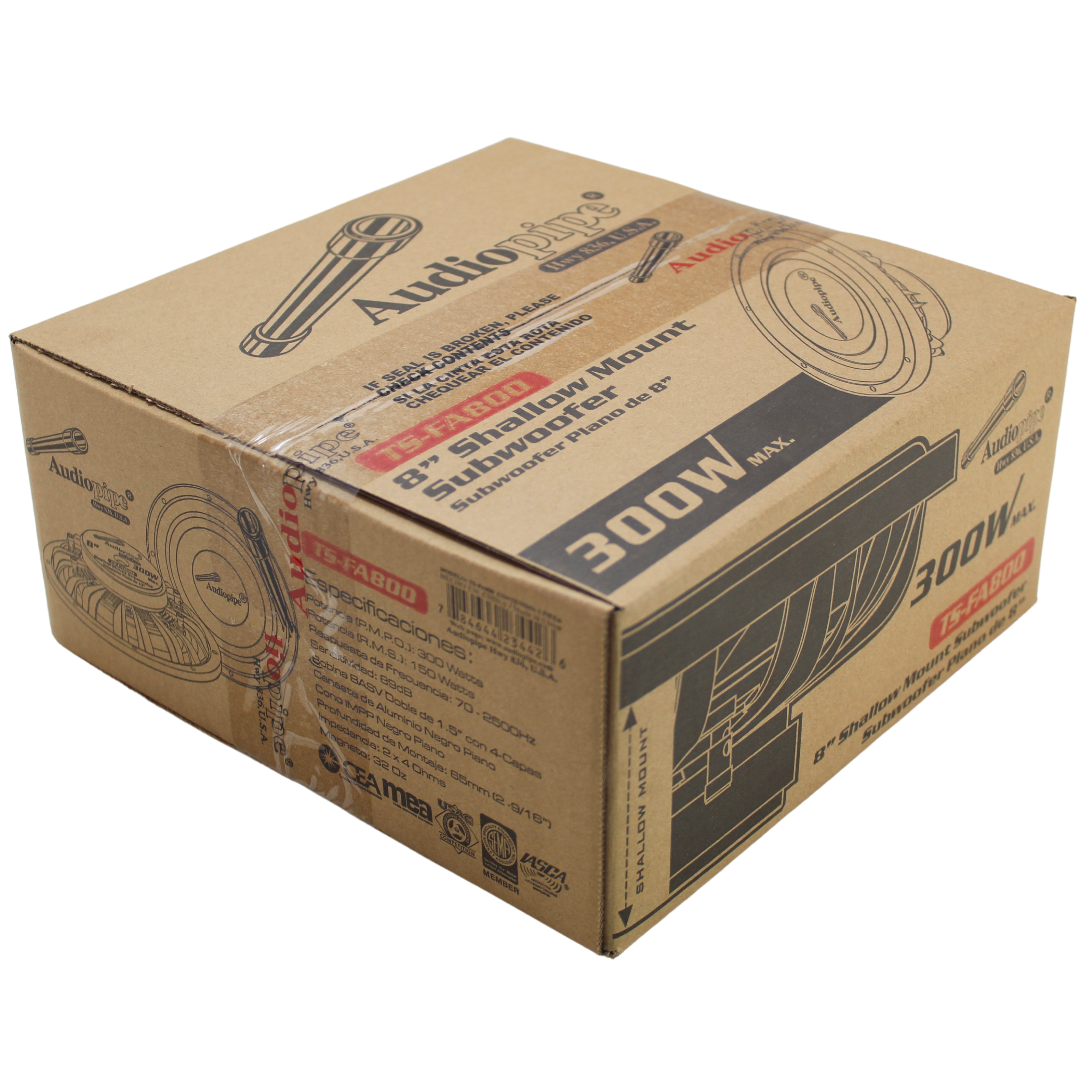 Audiopipe 8" Shallow Mount Subwoofer - 300W Slim Design For Tight Car & Truck Spaces