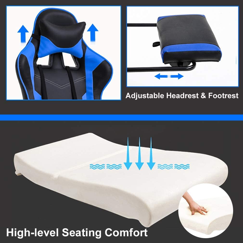 BestOffice Ergonomic Gaming Chair, Lumbar Support, Rolling Swivel for Men, Women(Blue)