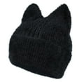 thumbnail image 4 of UJNDER Hats Women Knit Crochet Cute Plush Cat Hat with Ear Slouchy Knit Winter Warm Headwear Black, 4 of 5