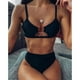 thumbnail image 3 of Conjunto de bikini sexy para mujer, traje de baño de corte alto, traje de baño femenino, traje de baño de viaje negro 1, 3 of 9