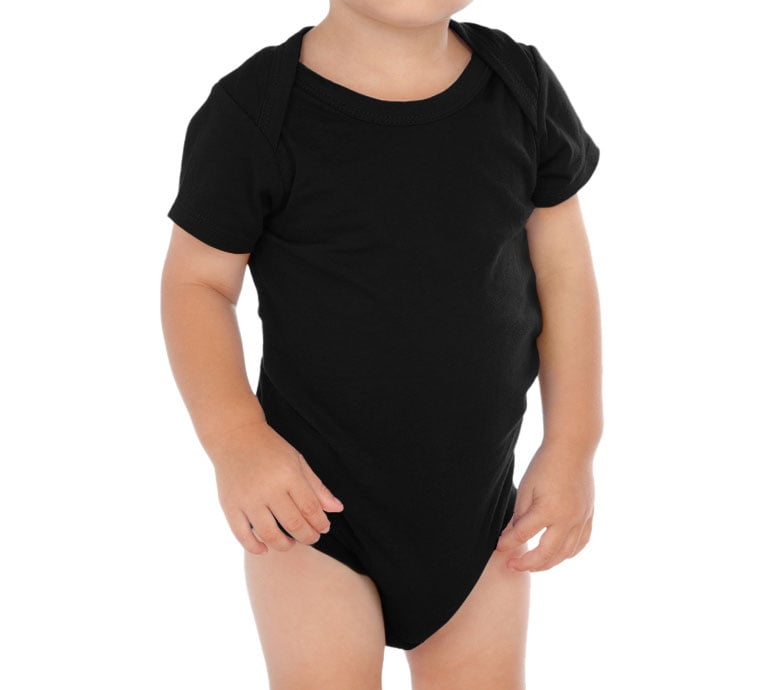 Kavio - Kavio IJC0431 Infants Lap Shoulder Short Sleeve Onesie-Black-6M ...