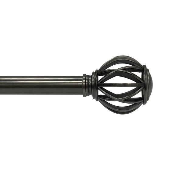 Lumi 1" Drapery Single Curtain Rod Set with Decorative Cage finials_Gunmetal
