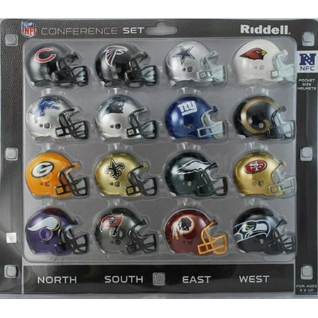NFL NFC Conference Pocket Size Helmet Set (16-Piece), Helmets are approximately 2 tall By Riddell