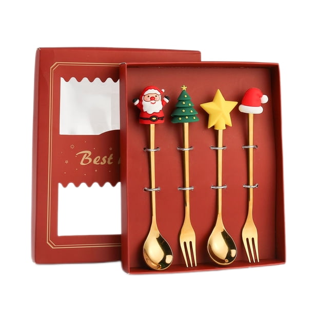 Kit Vajilla Navideña Juego Cubiertos Navideños 2/4/6/8 Uds. Regalos Navidad Dibujos Animados