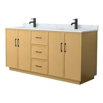 Elan TK 72" Light Oak Double Vanity & White Carrara Marble Top & Black Trim