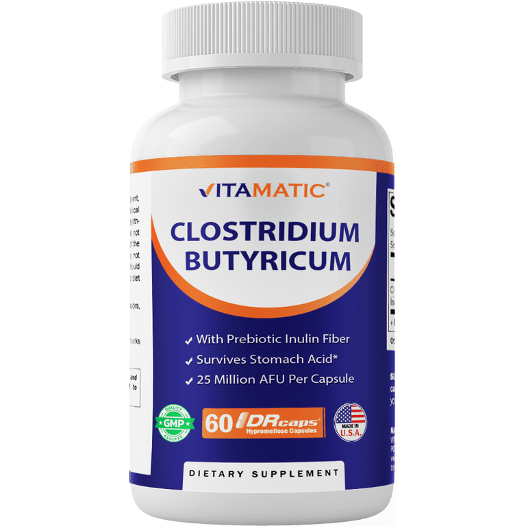 (2 pack) Vitamatic Clostridium butyricum 25 Million - Gut Health - 60 DR Capsules (Delayed Released)