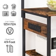 thumbnail image 3 of HOOBRO Large Bakers Rack with Power Outlets, 6-Tier Microwave Stand with 4 Hooks, Coffee Bar, Kitchen Shelf with Wire Basket, for Kitchen, Living Room, Office, Rustic Brown and Black BF64UHB01, 3 of 11