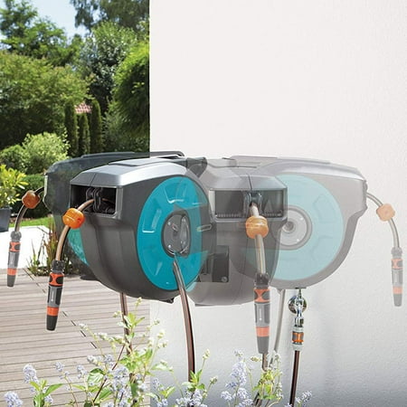 hose reel swivel retractable gardena mounted foot pack box garden