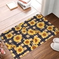 thumbnail image 5 of Balery Vintage Black White Plaid Sunflowe Doormat, Durable Flannel Fabric, Waterproof Stain and Fade Resistant, Low Profile,Indoor Outdoor Door Mats, Easy Clean Patio Entrance Mat, 16x24in, 5 of 9