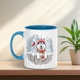 thumbnail image 5 of Playful Siberian Husky Welcomes Winter Snowy Day with Cardinal Bird 11oz Accent Two-tone Mug Husky Dog Lover Gifts Coffee Tea Cup - 2017, 5 of 5