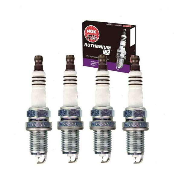 4 pc NGK Ruthenium HX Spark Plugs compatible with Honda Element 2.4L L4 2003-2011