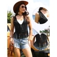 thumbnail image 2 of DARING DIVA Women's Fringe Cowgirl Sleeveless Faux Suede Tassel Vest XS Black, 2 of 6