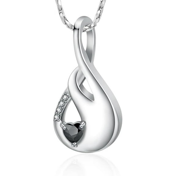 Infinity Urn Necklaces for Ashes Teardrop Cremation Urn Jewelry Birthstone Urn Necklace for Human Pet Memorial Ashes Pendant