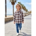 thumbnail image 6 of PureChapter Boys Button Down Shirt Plaid Long Sleeve Shirt with Letter Embroidery, Casual Boys Shirts for 7-15 Years, 6 of 8