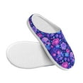thumbnail image 3 of Daiia blue Skull purple flower1 Print Women’s Fuzzy Slippers Memory Foam Lightweight House Shoes Cozy Loafer Flannel House Shoes-35/36, 3 of 7