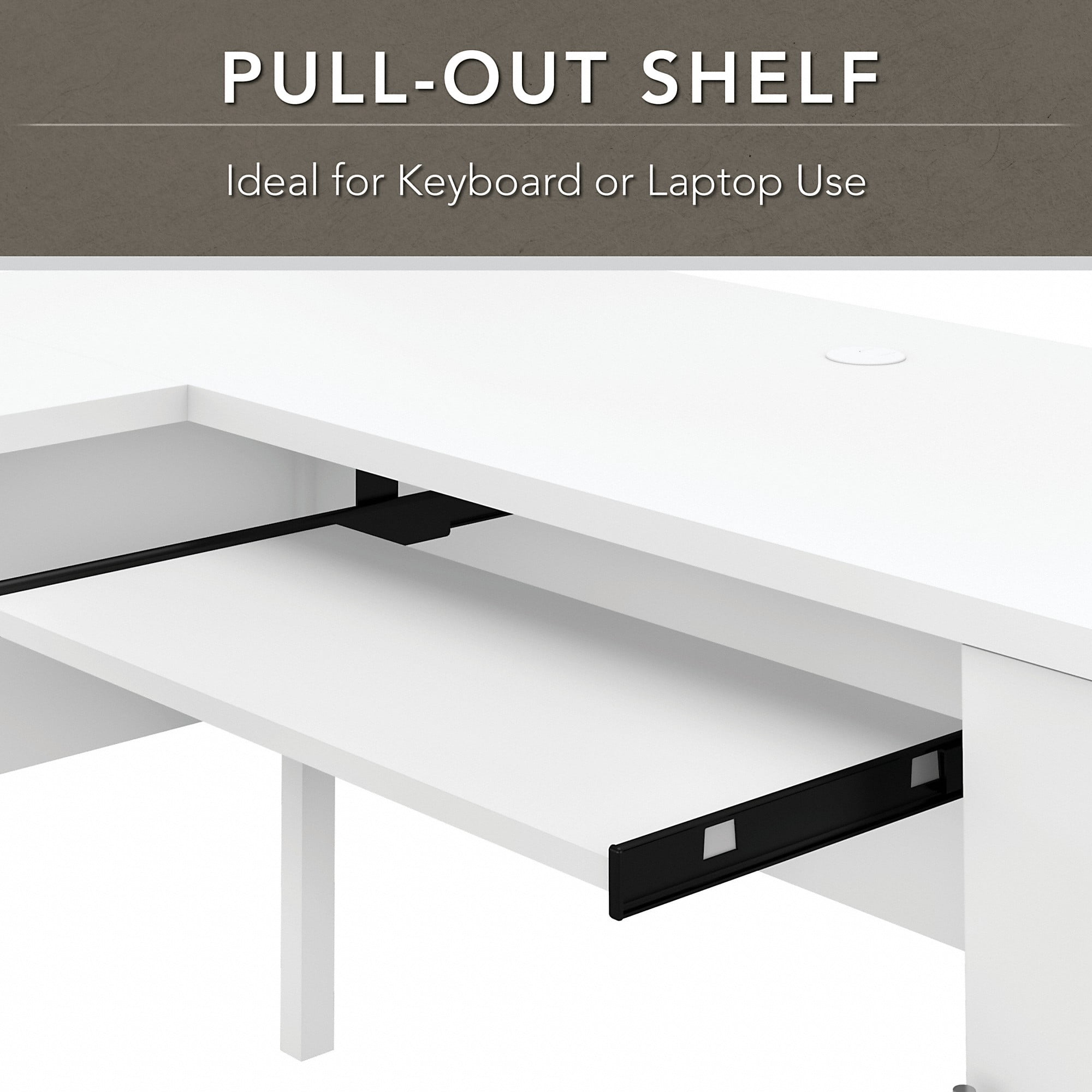 Bush Furniture Somerset 60" L Shaped Desk with Storage, White