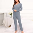 thumbnail image 2 of JSKUMAR Women's Long Sleeve Pajamas Sets 2pc Cotton Cozy Soft Tops and Joggers Pants Loungewear Homewear Pjs Gray,M, 2 of 6