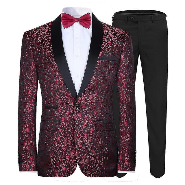 Traje de esmoquin jacquard para hombre, corte entallado, de dos piezas, para boda, fiesta y graduación, s202412241253