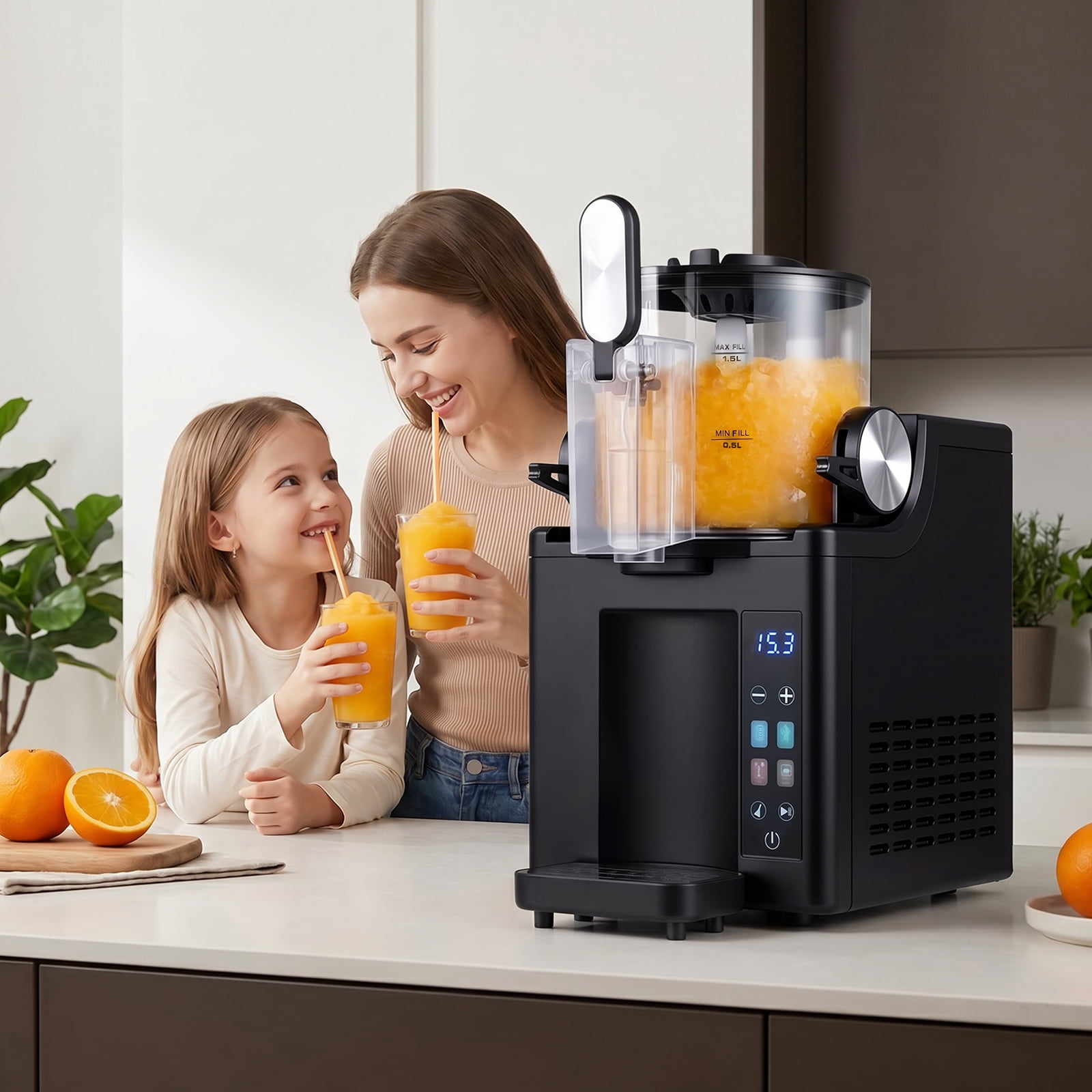 Costway Slushie Machine for Home, 68 oz Frozen Drink Maker & Slushy Machine, 4 Presets Black