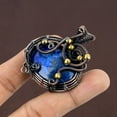 thumbnail image 3 of Natural Lapis Lazuli Gemstone Handmade Copper Wire Wrap Pendant 2.17", 3 of 4