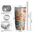 thumbnail image 6 of 20oz Tumblers Fall Pumpkins and Leaves Pattern Stainless Steel Vacuum Insulated Double Wall Travel Tumbler Cups Mug with Lid and Straw,Cleaning Brush for Cold & Hot Drinks, 6 of 7